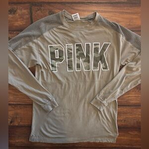 PINK Victoria's Secret Olive Long Sleeve Tee
